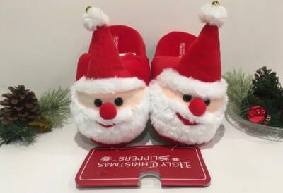 Ugly Christmas Slippers Santa Claus  UNISEX Size M 7/8 Non Slip NEW