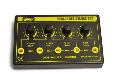 Eisco 4 Decade Resistance Box, Variable from 0 - 11,110 Ohms, 0.5W Resistors