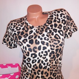 Victoria Secret PINK T Shirt XS Leopard Animal Print Short Sleeve New