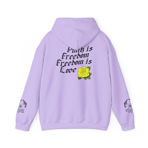 Peace & Love Hoodie – Unisex Heavy Metal Pullover by The Terrible Texan - Picture 11 of 21