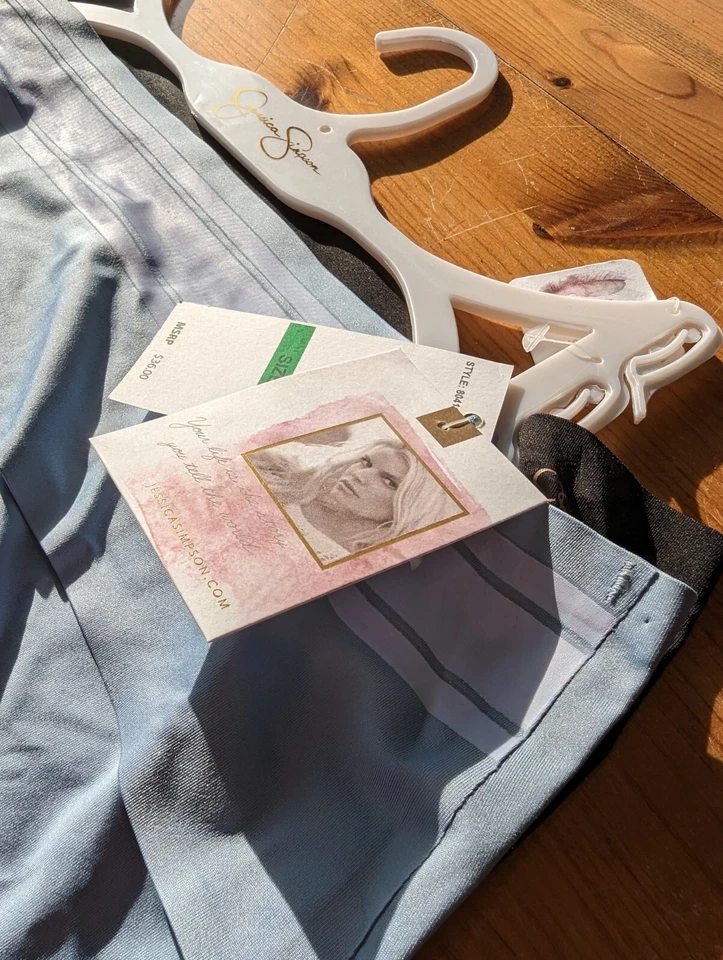 CALZONCILLOS DE MUJER JESSICA SIMPSON SIN VPL *PAQUETE DE 2* TALLA L ~ Azul/Negro Nuevo con etiquetas *precio de venta sugerido por el fabricante £19* Foto 3 de 4