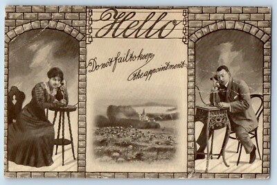 Carson Washington Postcard Couple Telephone Do Not Fail To Keep The Appointment