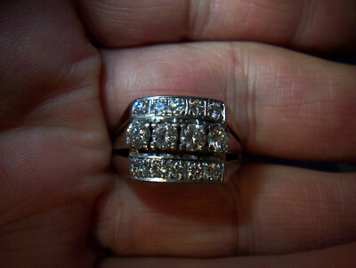 Exklusiver Art Deco 585er Weissgold Brilliant Ring 0.67- 1 Kt. Brillianten