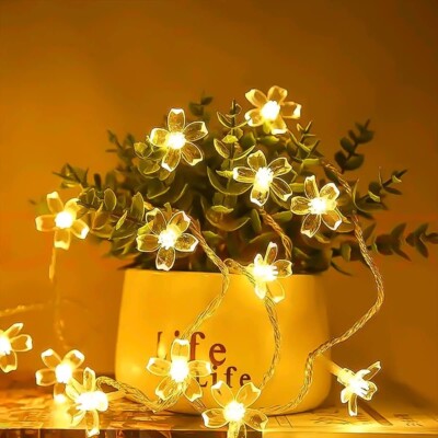 16 LED Silicon Gold Flower String Fairy Lights Decorative For Christmas  Festival