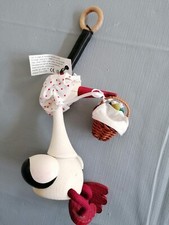 🌿🌸 Schwingfigur Holz Storch mit Frosch Baby Geburt Geschenk Mehrfarbig🌸🌿 