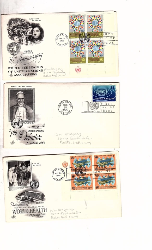 UN stamps NEW YORK 1964-1966 FDC ART CRAFT 39 covers with some duplicates (bb10 - Image 2 of 4