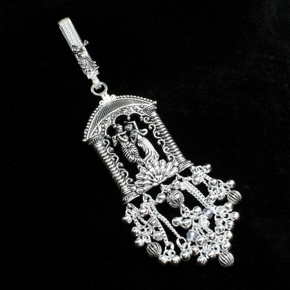 Karizma Jewels Traditional Real Silver Indian Oxidized Juda Women Waist Key Chain Holder 6.5 in