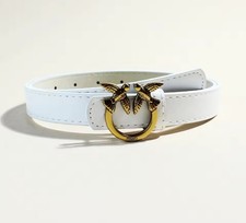 Pinko Cintura Donna Bianco in Pelle con Fibbia Love Birds Oro Iconica