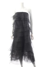 Vintage Marc Jacobs Tiered Ruffle Bustier Midi Dress / Black