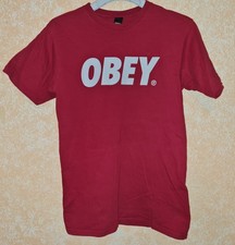 Obey T-Shirt Rot Gr.M Sehr Gut Skater Marke Skateboard Locker Sitzend Qualität 