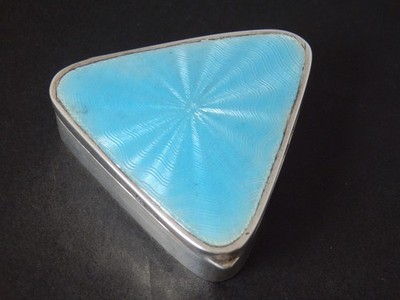 Antike Art Deco Schatulle massiv Silber Guilloche Emaille Birmingham 1912