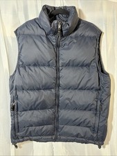 Vintage 2003 Gap Reversible Blue Hooded Full Zip Down Puffer Vest Men's L Large