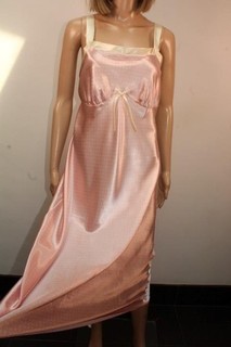 PINK POLKA DOT SILKY SOFT LIQUID SATIN POLY NIGHTDRESS SIZE L LONG