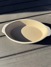 Pampered Chef Family Heritage Vanilla White Stoneware Small Oval Baker/Casserole