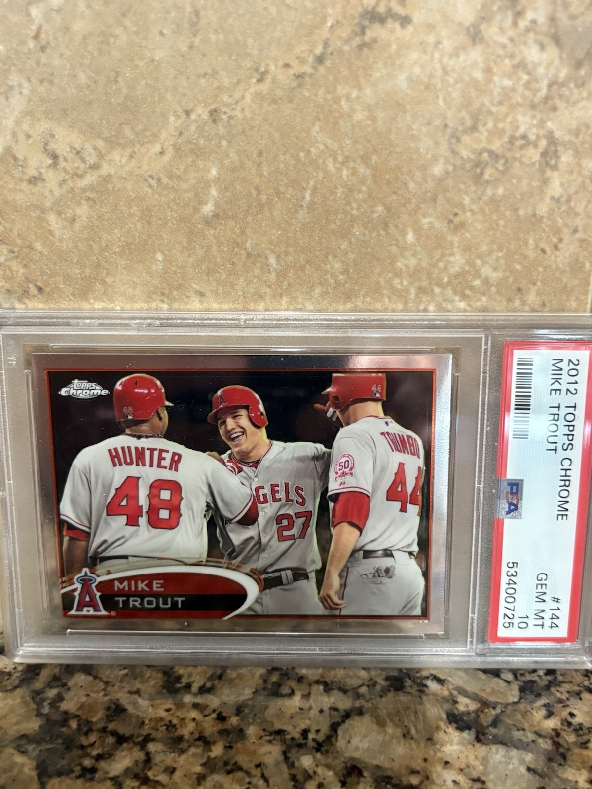 2012 TOPPS CHROME #144 MIKE TROUT PSA 10 view 2