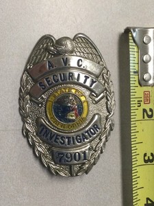 VINTAGE A. V. C. SECURITY INVESTIGATOR METAL CHEST BADGE