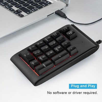 19-key 3-Color USB Numeric Keypad Mechanical Touch Feeling 10 Million Clicks