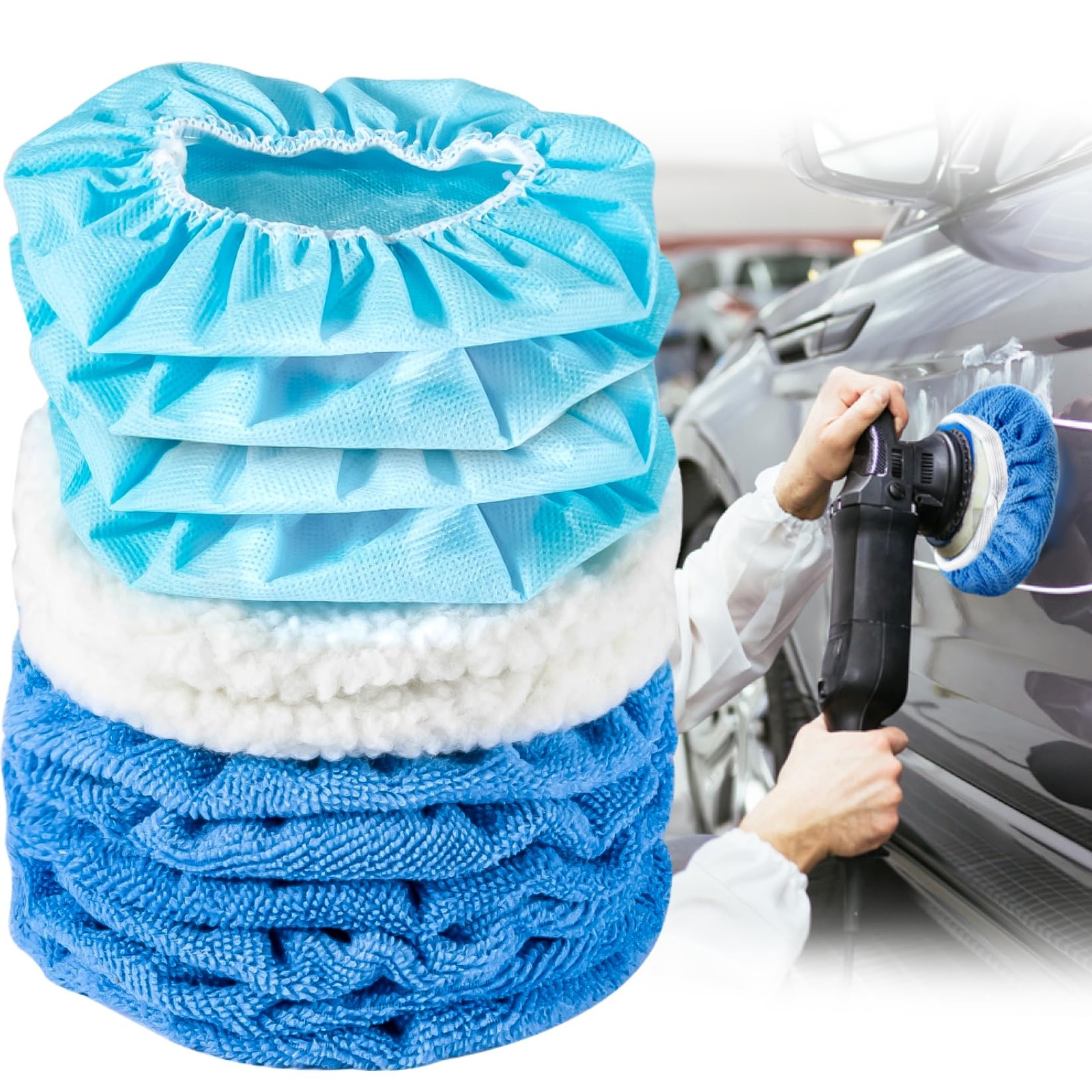 Sukh 12PCS Car Buffing Pads - Car Polishing Bonnet Pad Buffi
