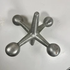 Jumbo 7.5 in Jacks Jax Large Aluminum Paper Weight Book End Vintage Decor Silver