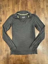 Smartwool Base Layer Womens XS Gray 100% Merino Wool 1/4 Zip Long Sleeve