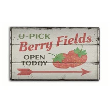 U-Pick Berries Rustic Distressed Sign, Personalized Wood Sign