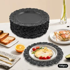 100 Pieces Table Charger Plates Dinner Charger Plates Set Round Charger Plates