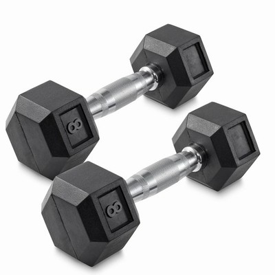 8 lb Pair Rubber Coated Hex Dumbbell Set, 16 Pounds Total