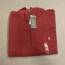 NWT Polo Ralph Lauren Big Tall Red Estate Rib 1/4 Zip Pullover Sweater XLT TALL