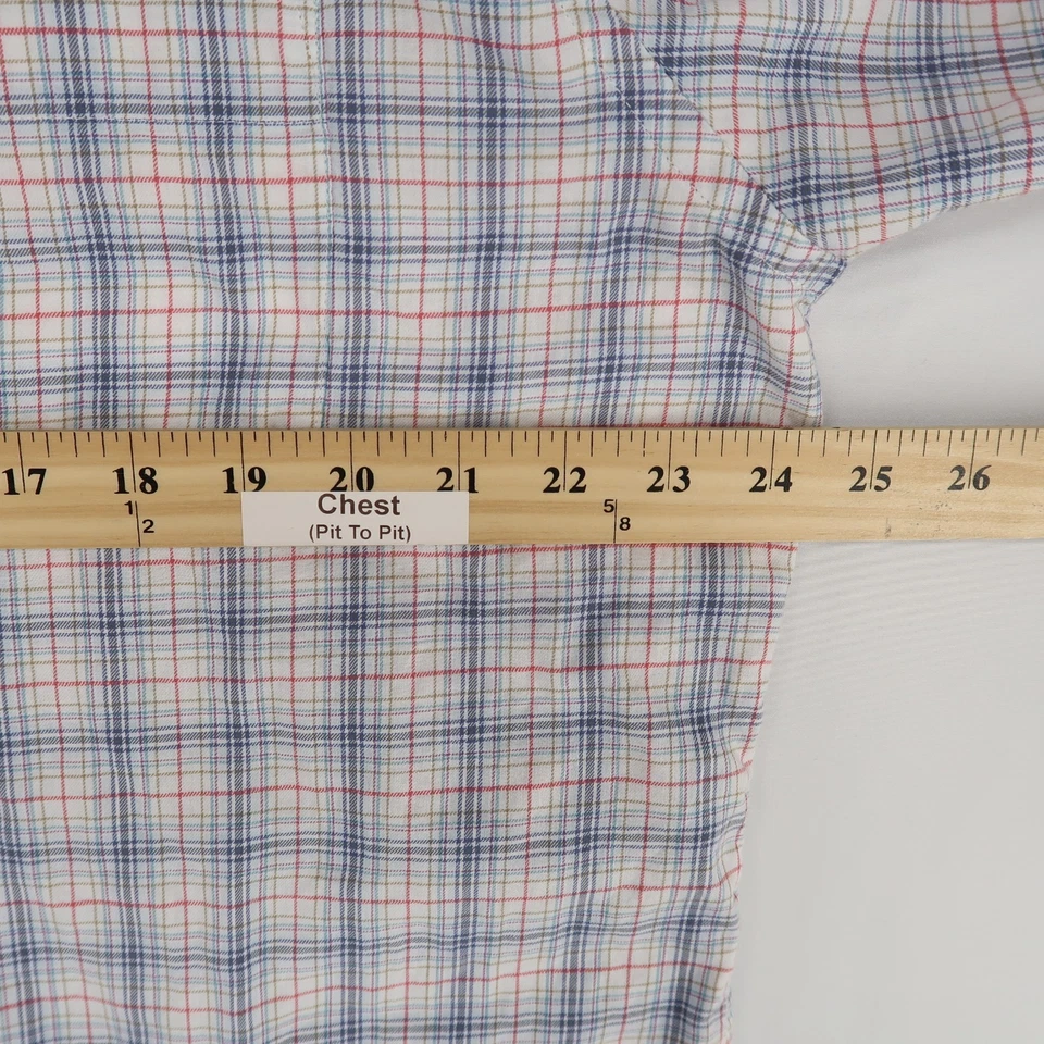 Camisa masculina Peter Millar com botões L rosa azul xadrez algodão manga longa casual - Imagem 4 de 4