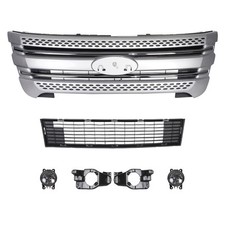 For 2011-2015 Ford Explorer Front Grille Assembly Silver Chrome With Fog Lights