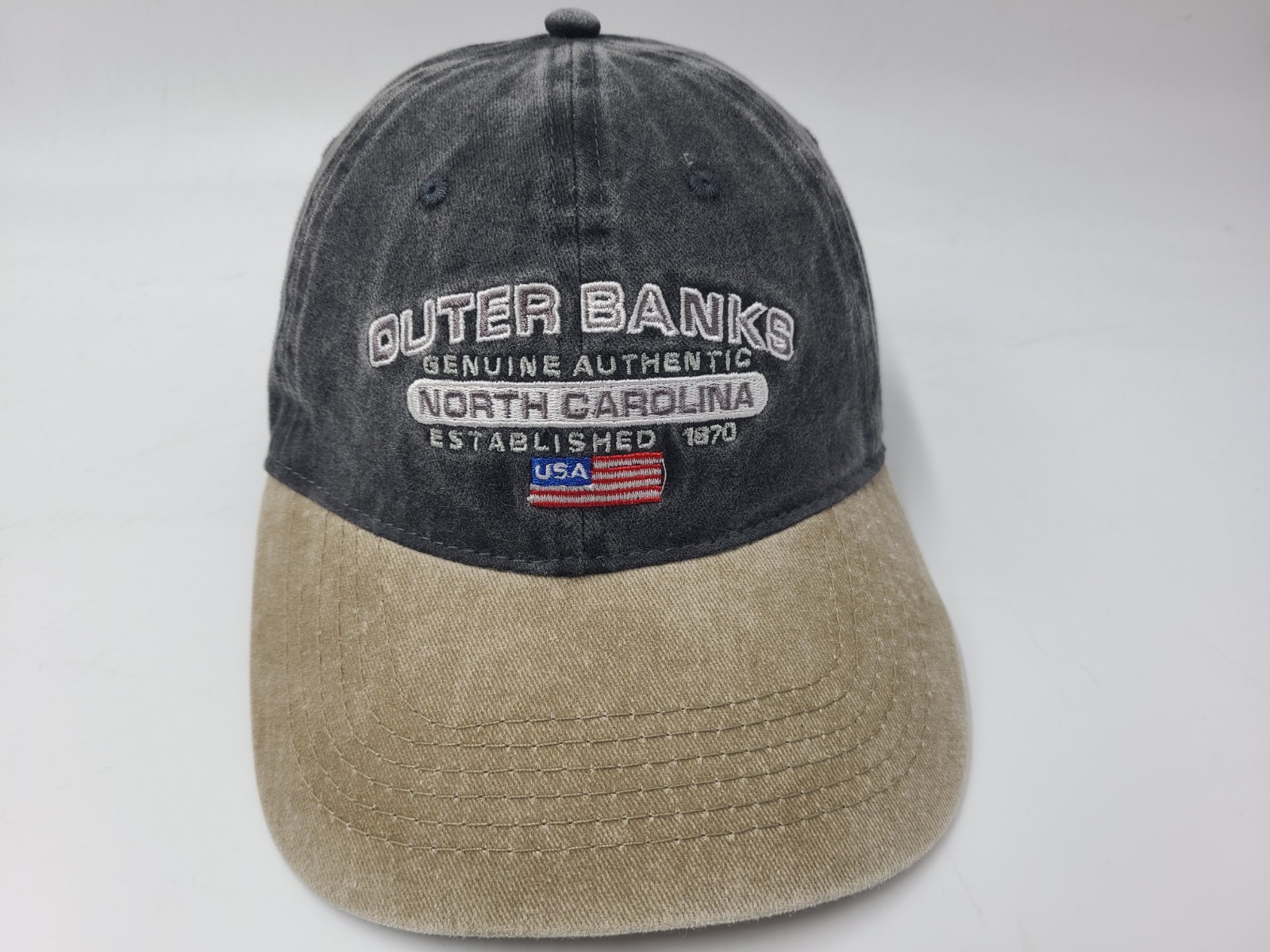 Vintage Outer Banks North Carolina Adjustable Hat Cap Dad Men Women Black Beige