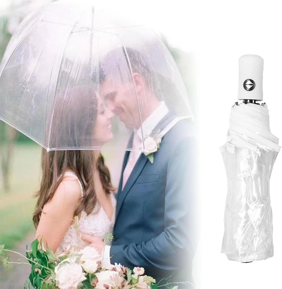 Durchsichtiger Regenschirm Sturmfest für Regen Windsicherer Sturm Taschenschirm  - Bild 2 von 4