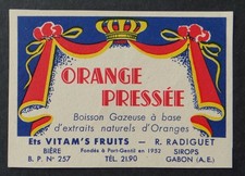 Pressed Orange Label Radiguet Port-Gentil Gabon label