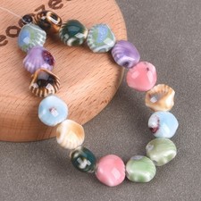 20pcs Enameled Glazed 12x10mm Scallop Shape Handmade Ceramic Porcelain Beads Lot