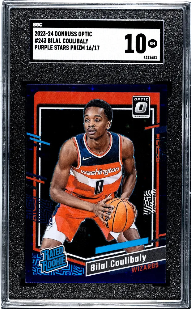 2023-24 Donruss Optic Bilal Coulibaly #243 Purple Stars Prizm SGC 10 /17 pop 1