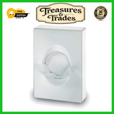 Sleek White Wall Mounted Sanitary Bag Dispenser 136 x 98 x 25mm 1 Pack