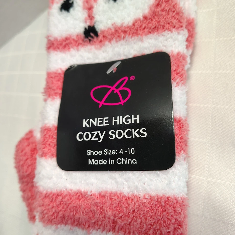 Bobbie Brooks Fox Acogedores Calcetines ROSA Coral Rayas Zapato Talla 4-10 Hasta la Rodilla Salón Foto 2 de 4