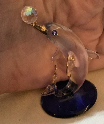 GLASS BARON Dolphin-22kt Gold-Genuine Swarovski Crystals~ 2.5 