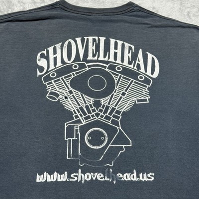 Shovelhead Shirt Mens 2XL Black Biker Motorcycle Engine Distressed Faded Stained