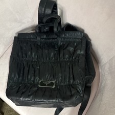 Tahari Women s Black Quilted Tote Bag Zip Detachable Strap Silver Large