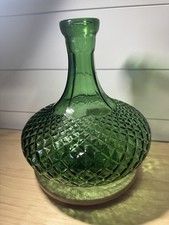 VTG MCM Large Dark Olive Green Empoli Ships Decanter Diamond Bottle No Stopper