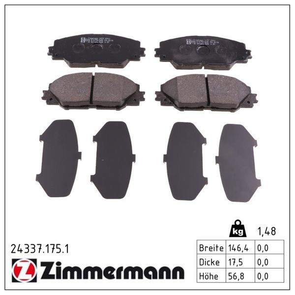Zimmermann 24337.175.1 Bremsbelagsatz, Scheibenbremse-image