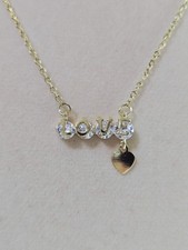 Stainless Steel Gold Tone Love Zirconia Pendant Necklace