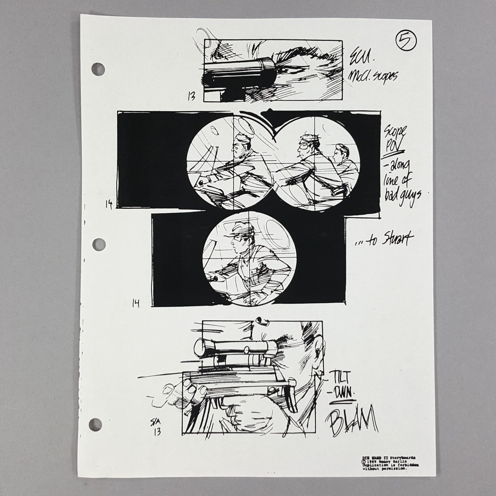 Image 2 of Die Hard 2 - Production Used Storyboard, Bruce Willis Snowmobile Chase, Prop 5