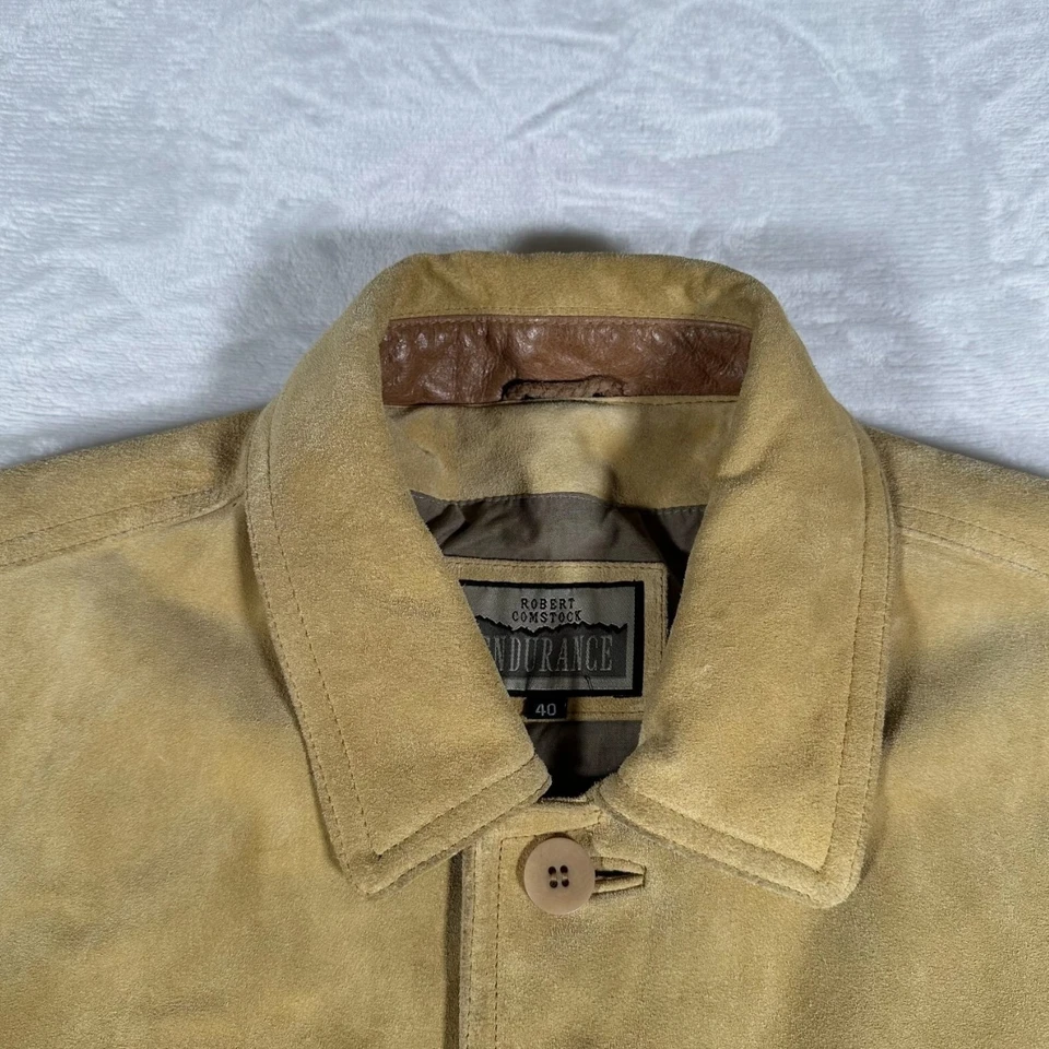 Camisa Chaqueta De Colección Robert Comstock Resistencia Hombres Talla 40 Cuero Genuino Gamuza Usada en Excelente Condición Foto 2 de 4