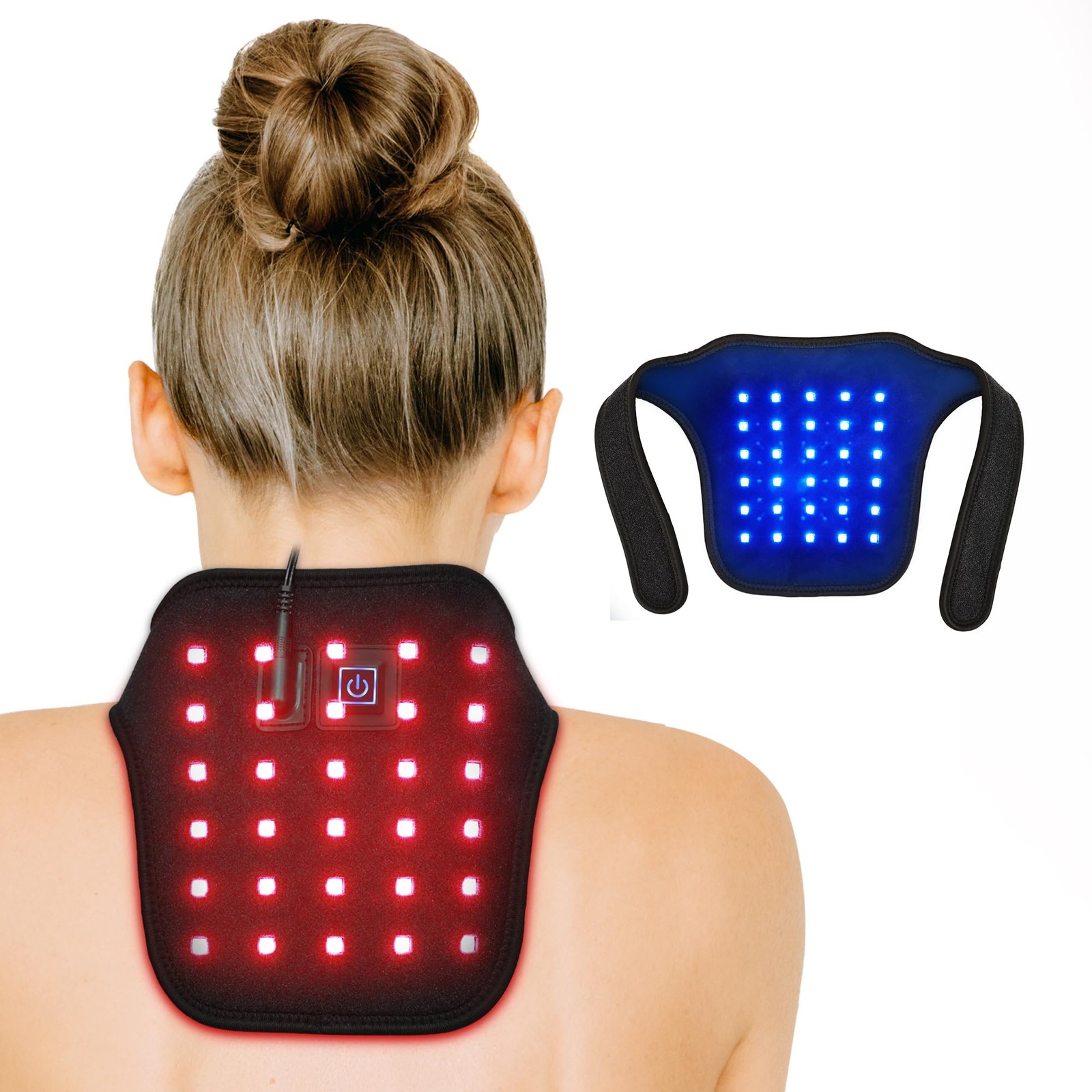 Blue & Red Light Therapy for Neck, 660 & 850nm Near Light Therapy Neck Wrap B...