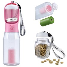 Dog Water Bottle with Food Container  Poop Bag Holder, Travel Bowl, Portable