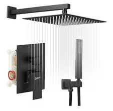 BWE A-95010 Shower Faucet Matte Black 10-in Waterfall Built-In Shower