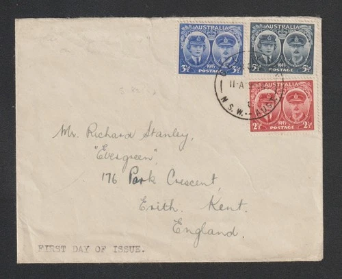 Australia 1945 FDC First Day Cover Duke & Duchess Of Gloucester Sydney To UK