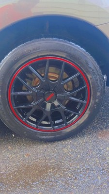 (Set of 4) Touren TR60 16x7 5x100/5x4.5'' +42mm Black/Red Wheels Rims 16'' Inch